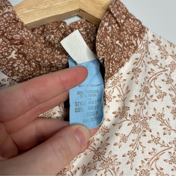 Juniors vintage size 9 brown floral prairie dress‎ gown - Picture 4 of 6